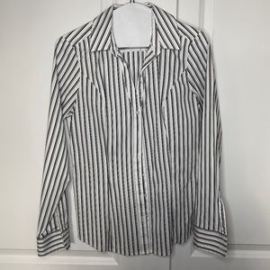 Express Ultimate Essential Shirt Original Fit Button Down Blouse Stripe Size S